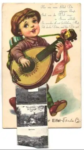 Leporello-AK Kyllburg /Eifel, Ortsansicht, Pulver Maar, Weinfelder Maar