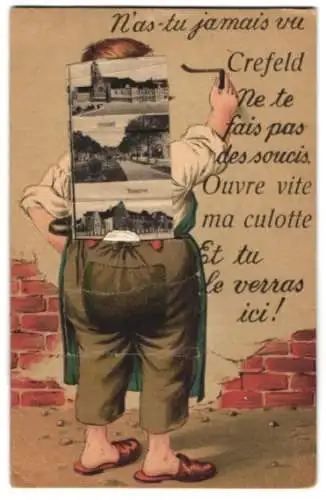 Leporello-AK Crefeld, Hauptbahnhof, Kaserne, Hochstrasse