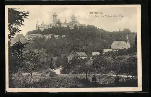 AK Braunfels, Blick vom Philippsteiner Weg zum Schloss