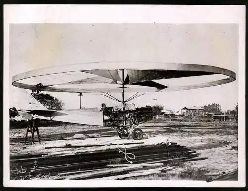 Fotografie Keystone, Flughafen Los Angeles / CA, Gyrocopter / Tragschrauber Prototyp Helio-Gyro in der Erprobung 1930