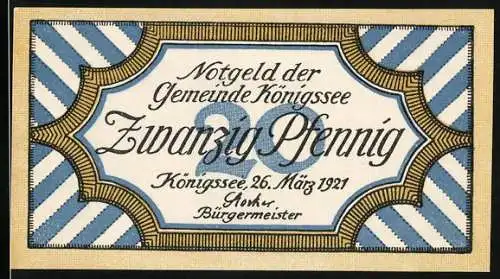 Notgeld Königssee 1921, 20 Pfennig, Partie am See