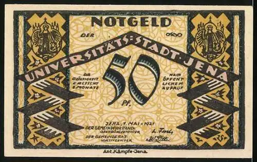Notgeld Jena 1921, 50 Pfennig, Universität mit Studenten
