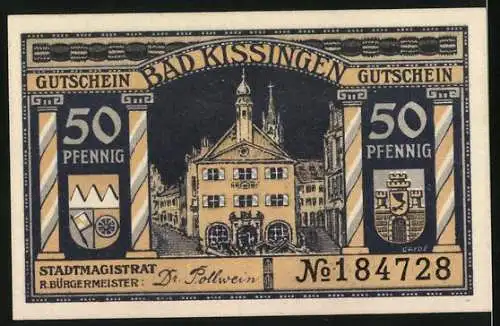 Notgeld Bad Kissingen, 50 Pfennig, Trauernde Germania, Rathaus