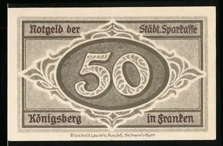 Notgeld Königsberg 1918, 50 Pfennig, Unterschrift vom Stadtrat