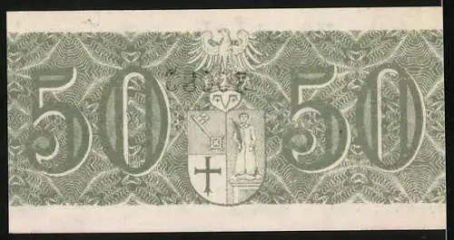 Notgeld Zeven, 50 Pfennig, Wappen, Unterschrift vom kgl. Landrat