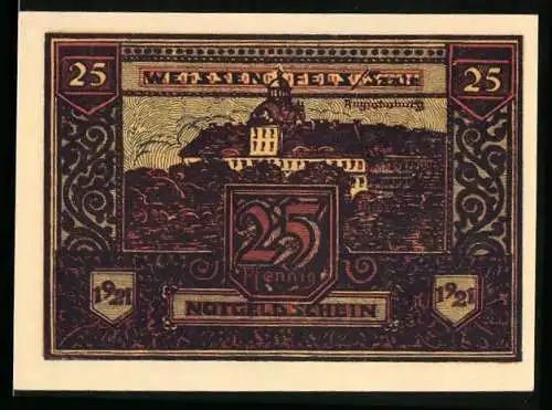 Notgeld Weissenfels 1921, 25 Pfennig, Augustusburg, Wappen