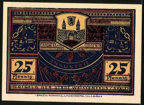 Notgeld Weissenfels 1921, 25 Pfennig, Augustusburg, Wappen