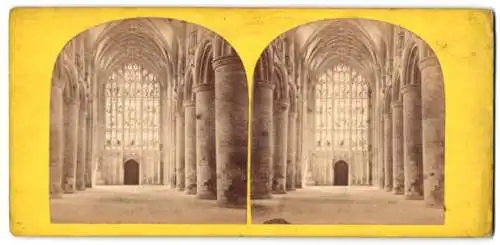 Stereo-Fotografie unbekannter Fotograf, Ansicht Gloucester, Westflügel der Gloucester Kathedrale, Gloucester Cathedral