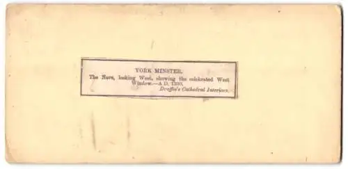 Stereo-Fotografie unbekannter Fotograf, Ansicht York, York Minster, shewing the celebrated West Window