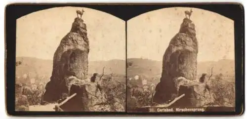 Stereo-Fotografie H. Reichsthaler, Wien, Ansicht Karlsbad, Blick zum Hirschensprung