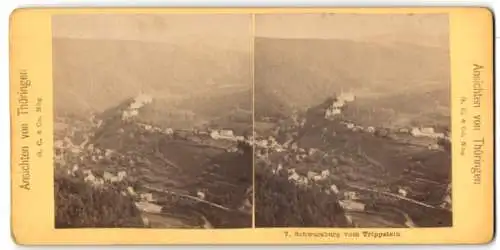 Stereo-Fotografie G. C. & Co. Nürnberg, Ansicht Schwarzburg, Blick auf den Ort vom Trippstein