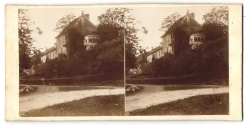 Stereo-Fotografie unbekannter Fotograf, Ansicht Sulzdorf an der Lederhecke, Blick zum Schloss Sternberg / Lippe