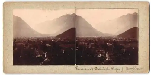 Stereo-Fotografie unbekannter Fotograf, Ansicht Interlaken, Panoramablick auf die Stadt