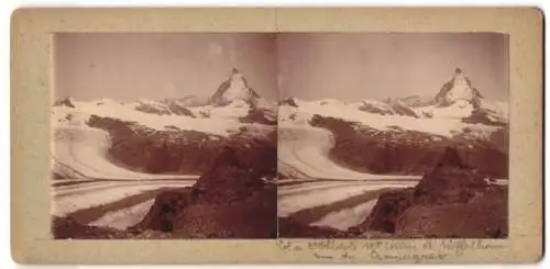 Stereo-Fotografie unbekannter Fotograf, Ansicht Zermatt, Blick nach dme Matterhorn mit Geltscher