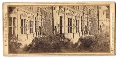 Stereo-Fotografie L. Meder, heidelberg, Ansicht Heidelberg, der Otto-Heinrichs-Bau vond er Galerie aus gesehen
