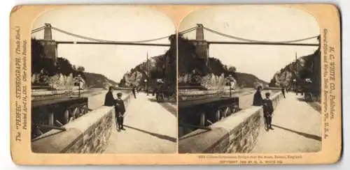 Stereo-Fotografie H. C. White Co., North Bennington, Ansicht Bristol, Clifton Suspension Bridge over the Avon