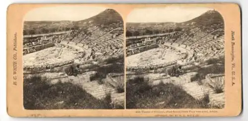 Stereo-Fotografie H. C. White Co., North Bennington, Ansicht Athen, Theater of Dionysus, where famous Greek Plays