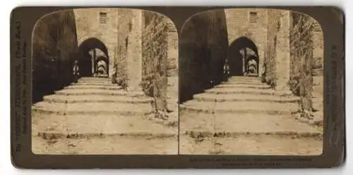 Stereo-Fotografie H. C. White, North Benningon, Ansicht Jerusalem, Street leading to Herod`s Palace
