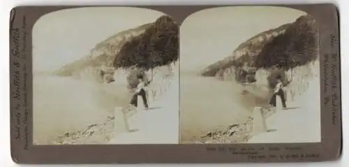 Stereo-Fotografie Geo. W. Griffith, Philadelphia / PA., Ansicht Thun, the shores of Lake Thoune