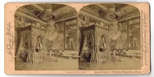 Stereo-Fotografie J. F. Jarvis, Washington, Ansicht Fontainebleau, Bedroom Catherine de Medicis
