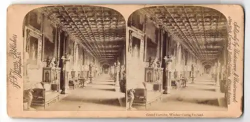 Stereo-Fotografie J. F. Jarvis, Washington, Ansicht Windsor, Grand Corridor Windsor Castle, Grosse Gallerie