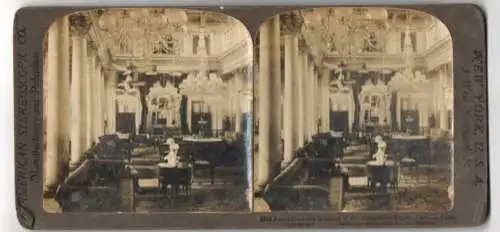 Stereo-Fotografie American Stereoscopic Co., New York, Ansicht Calcutta, Empfangssaal des Maharaja von Tangore