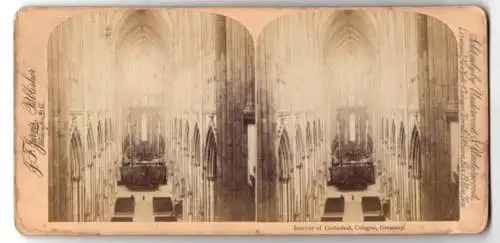 Stereo-Fotografie J. F. Jarvis, Washington, Ansicht Köln, Innenansicht des Kölner Dom