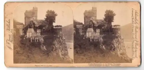 Stereo-Fotografie J. F. Jarvis, Washington, Ansicht Trechtingshausen, Blick auf das Schloss Rheinstein