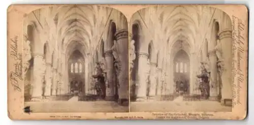Stereo-Fotografie J. F. Jarvis, Washington, Ansicht Brüssel, Innenansicht der Kathedrale