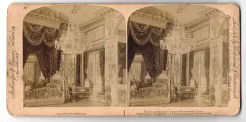 Stereo-Fotografie Strohmeyer & Wyman, New York, Ansicht Fontainebleau, Schlafzimmer Napoleons I. im Schloss