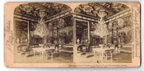 Stereo-Fotografie J. F. Jarvis, Washington, Ansicht Fontainebleau, Empfangszimmer von Catharina von Medicis