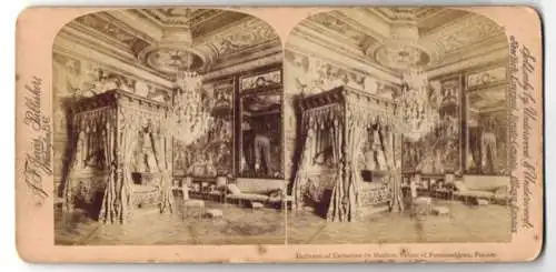 Stereo-Fotografie J. F. Jarvis, Washington, Ansicht Fontainebleau, Schlafzimmer der Catharina von Medicis