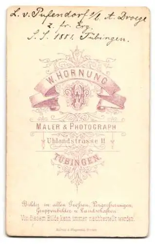 Fotografie W. Hornung, Tübingen, Portrait Ludwig von Pufendorf, Landrat und Parlamentarier, 1881