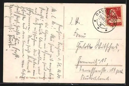 AK Davos, Ortsansicht aus der Vogelschau