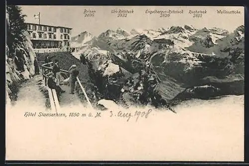 AK Stanserhorn, Hotel mit Brisen, Uri-Rotstock, Ruchstock