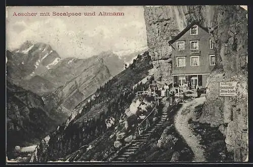 AK Wasserauen, Berggasthaus Aescher mit Seealpsee