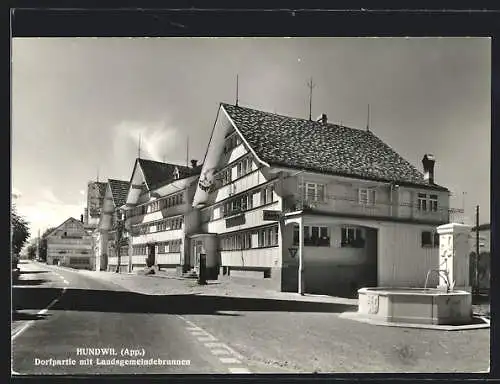AK Hundwil, Gasthaus Hirschen, Landsgemeindebrunnen