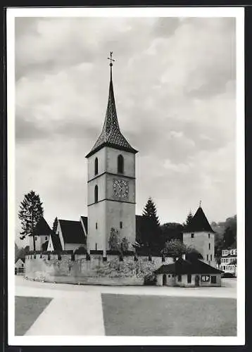 AK Muttenz, St. Arbogastkirche mit Mauer