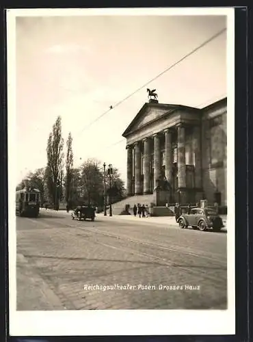 AK Posen, Strassenbahn am Reichsgautheater