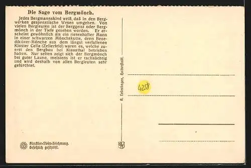 Steindruck-AK Die Sage vom Bergmönch