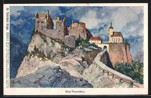 Künstler-AK Frauenburg, Burg mit Kirche