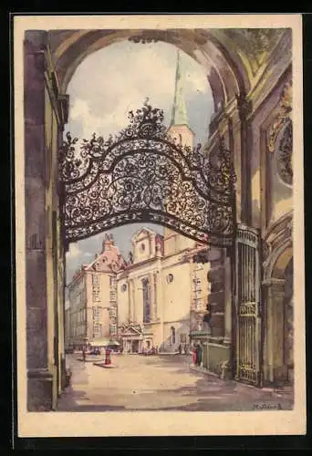 Künstler-AK Karl Schwetz: Wien, Partie am Burgtor