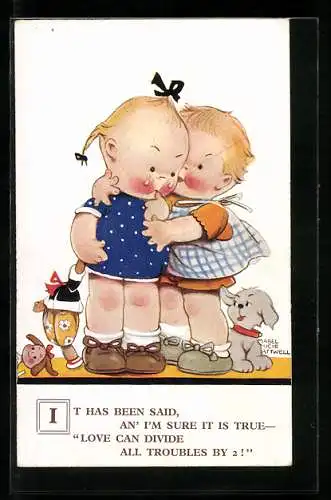 Künstler-AK Mabel Lucie Attwell: Junge tröstet ein Mädchen, It has been said, an` I`m sure it is true....