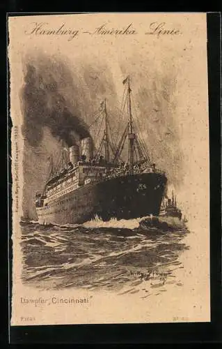 Künstler-AK Willy Stoewer: Dampfer Cincinnati auf hoher See