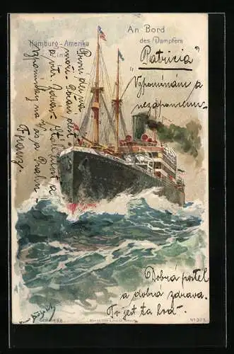 Künstler-AK Hans Bohrdt: Dampfer der Hamburg - Amerika Linie
