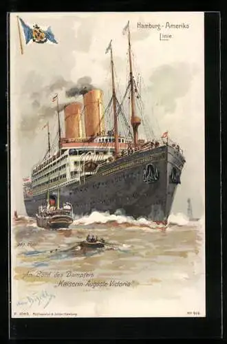 Künstler-AK Hans Bohrdt: Dampfer Kaiserin Auguste Victoria, HAPAG-Reederei Hamburg-Amerika Linie