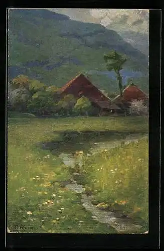 Künstler-AK Fritz Reiss: Schwarzwald-Idylle im Frühling