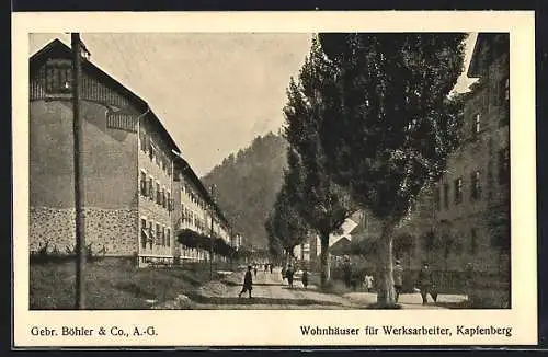 AK Kapfenberg, GEbr. Böhler & Co. AG, Wohnhäuser für Werksarbeiter mit Strassenpartie