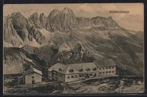 AK Schlernhäuser, Bozen gegen die Rosengarten-Dolmiten