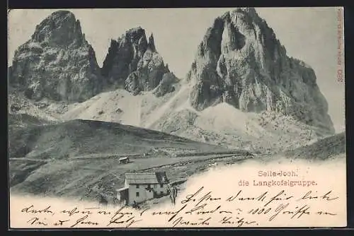 AK Sellajoch-Haus, Berghütte mit Langkoflgruppe